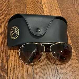 Rayban gold/brown tinted wrap sunglasses